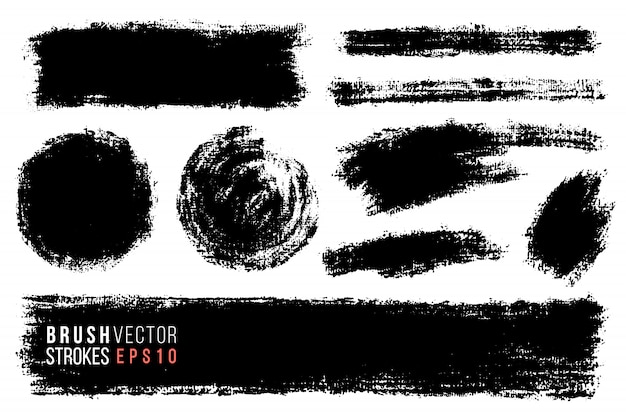 Vector set of hand drawn brush strokes.