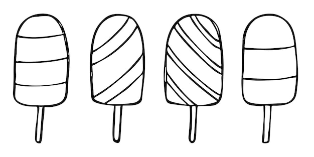 Set vettoriale di gelato disegnato a mano clipart carino sundae