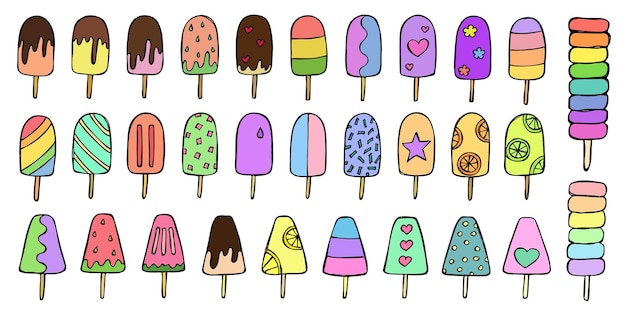 Vector set of hand drawn ice cream illustration Cute sundae clipart