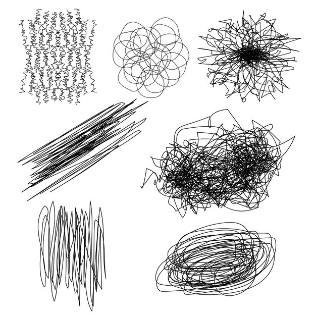 Vector vector set of hand drawn pen scribbles