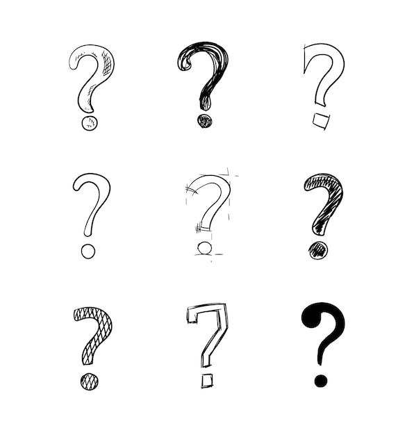 Vector set of hand drawn questions marks isolated on white background