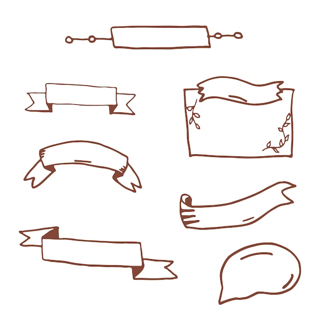 Vector vector set of hand drawn ribbons and frames