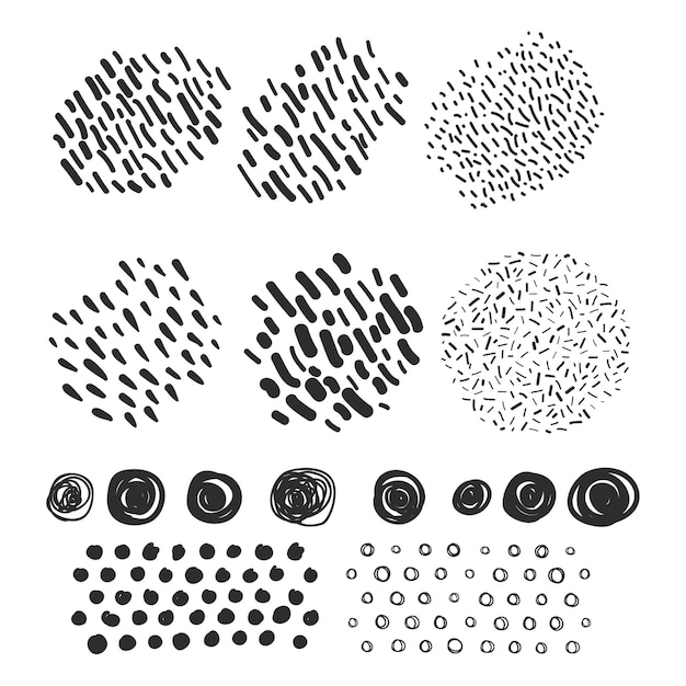 Vector vector set hand drawn scribbles with brush strokes