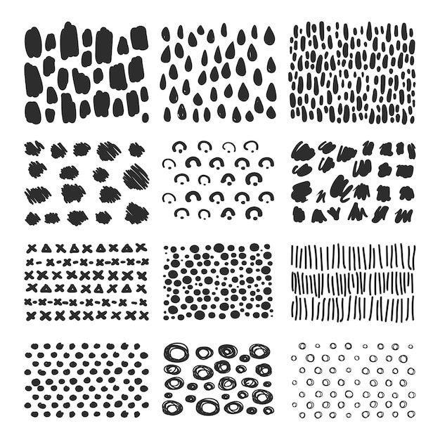 Vector set hand drawn scribbles with brush strokes