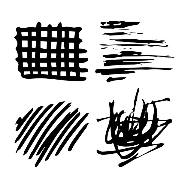 Set vettoriale di schizzi disegnati a mano con punti e strisce di linea illustrazione degli scarabocchi