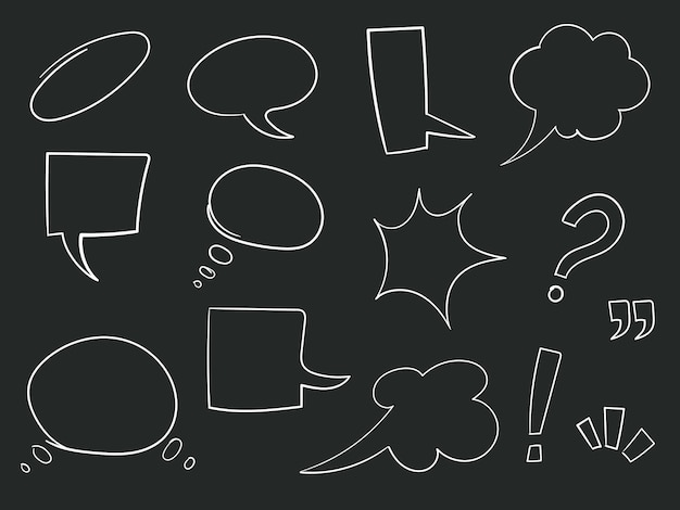 Vector vector set of hand drawn speech bubbles