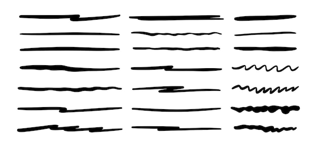 手で描かれた下線のデュドルラインのベクトルセット ベクトルイラストセット