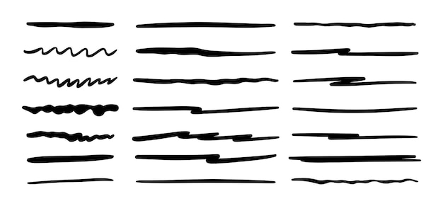 手で描かれた下線のベクトルセット ドードルラインセット