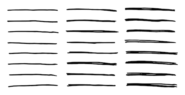 Vector set of hand drawn underline