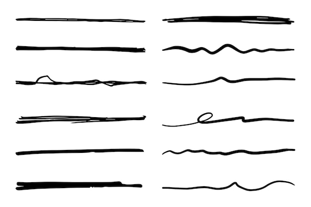 Vector set of hand drawn underline