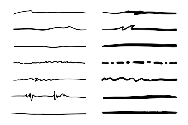 Vector set of hand drawn underline