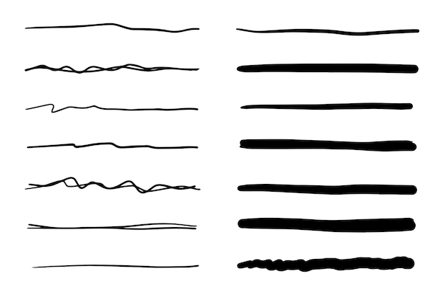 Vector set of hand drawn underline