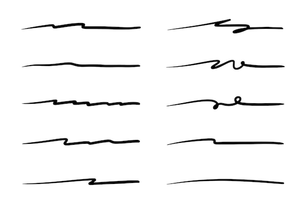 Vector set of hand drawn underline