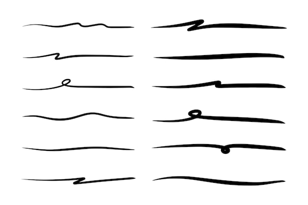 Vector set of hand drawn underline