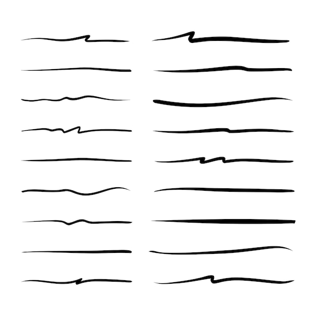 Векторный набор ручной подчеркивающей линии