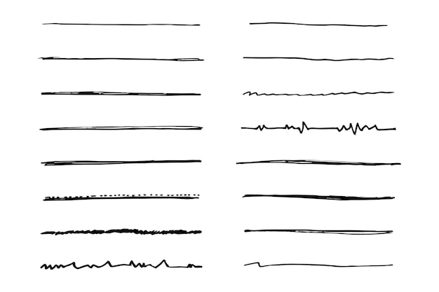 Insieme di vettore della sottolineatura disegnata a mano