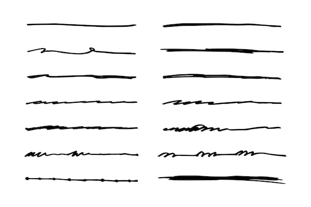 Insieme di vettore della sottolineatura disegnata a mano