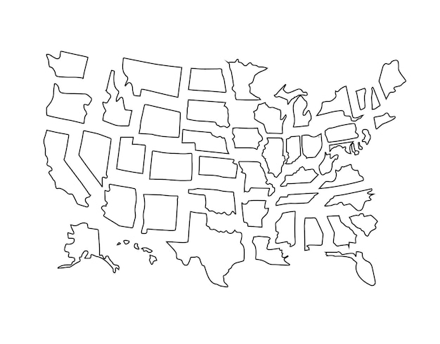 Vector set of hand drawn usa states