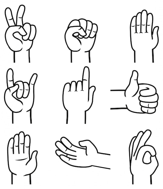 Vector set of hand and gestures