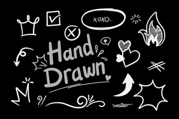 Vector set hand getrokken doodle elementen voor conceptontwerp