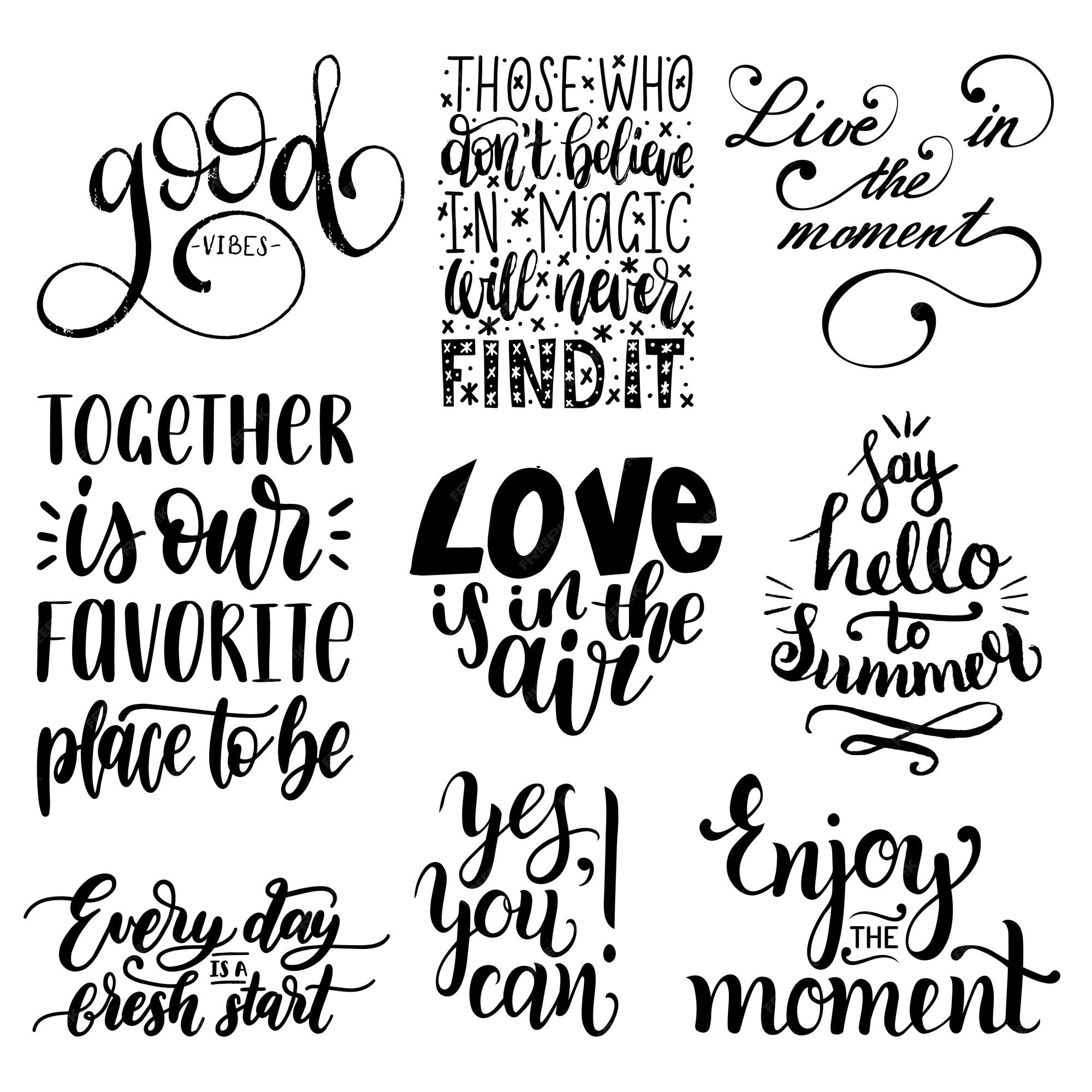 Premium Vector | Vector set of hand lettering with motivational