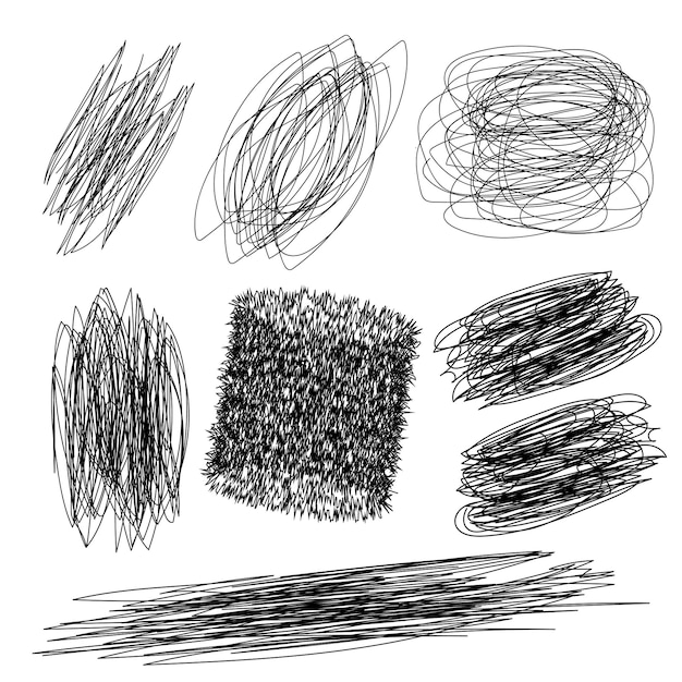 Vector set of handdrawn line scribbles