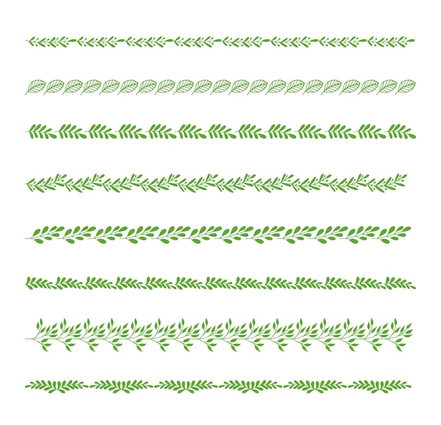 Vector set handgetekende bloemenranden