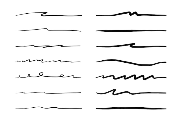 Vector set handgetekende onderstrepingen