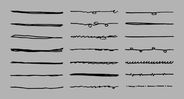 Vector set handgetekende onderstrepingen