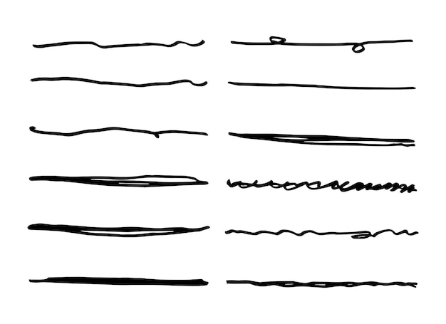 Vector set handgetekende onderstrepingen