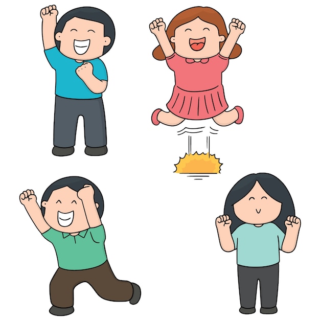 vector set of happy people