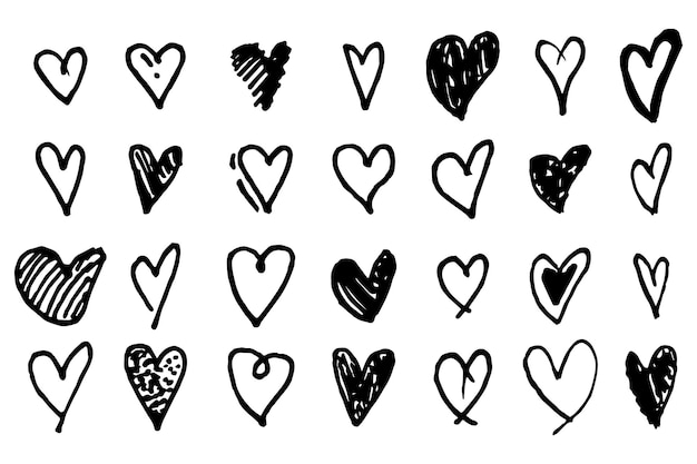 Векторный набор сердечной любви с другим стилем, выделенным на белом фоне векторной иллюстрации для концептуального дизайна