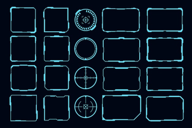 터 세트 HUD 프레임 기술 미래의 인터페이스 요소