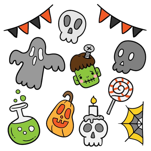 Vector set of icons for Halloween.