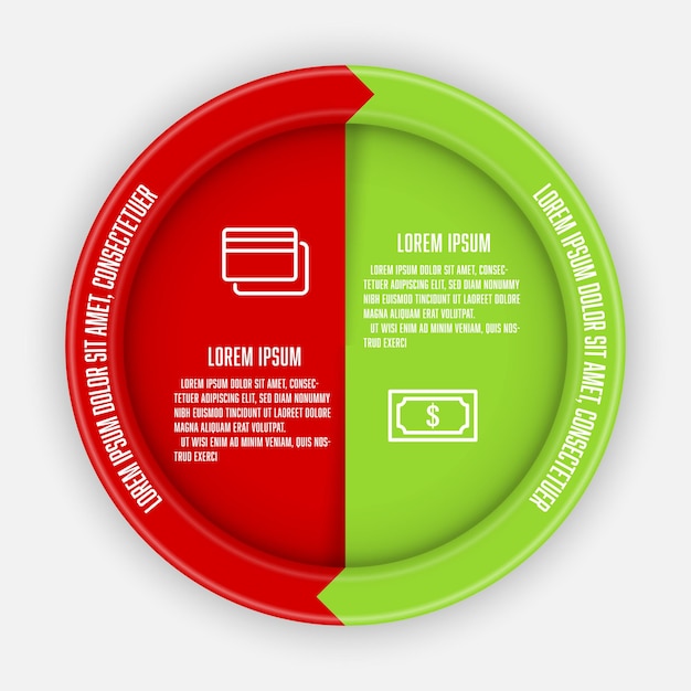 Vector set infographic circle template process diagrame 2 step for presentation