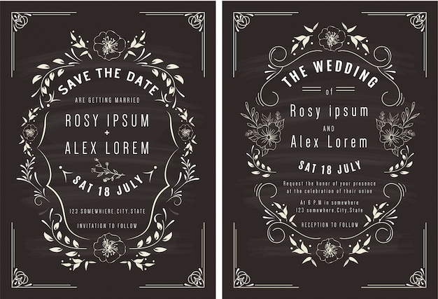 Vector vector set of invitation cards with elements wedding collection.