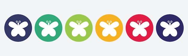 Vector set of isolated butterfly icon