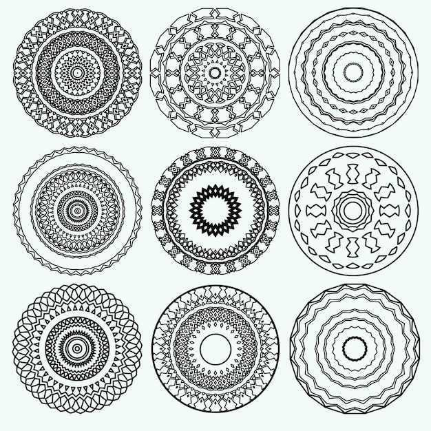 Vector vector set of isolated circle mandala ornaments