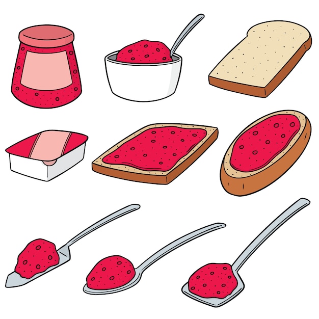 Vector set of jam and bread