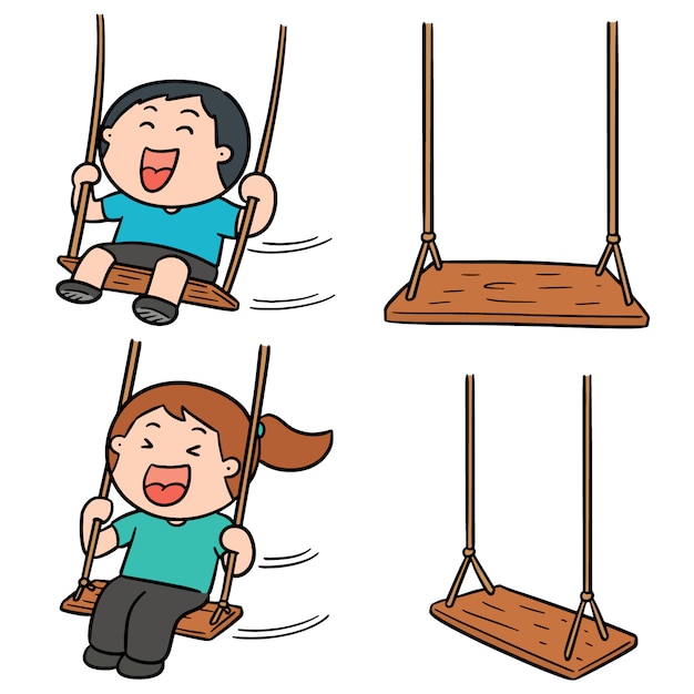 Vector set kid swing