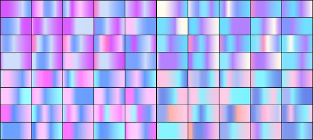 Vector set kleurrijke neon holografische verlopen.