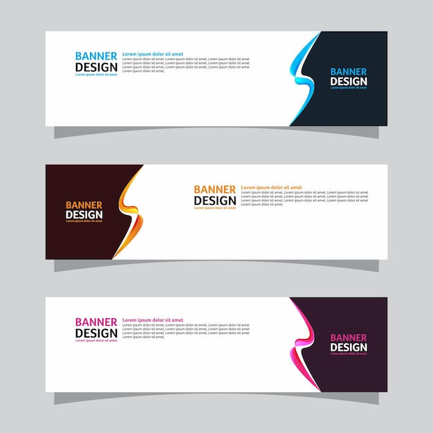 Vector set of landscape banner background design concept web background business layout template