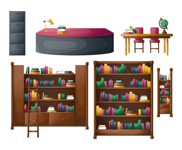 Vector vector set library stuff illustration