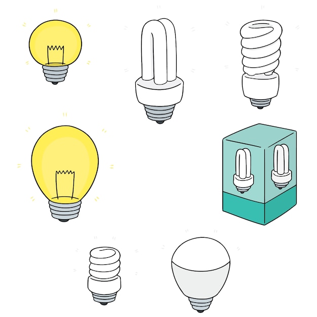 vector set of light bulb