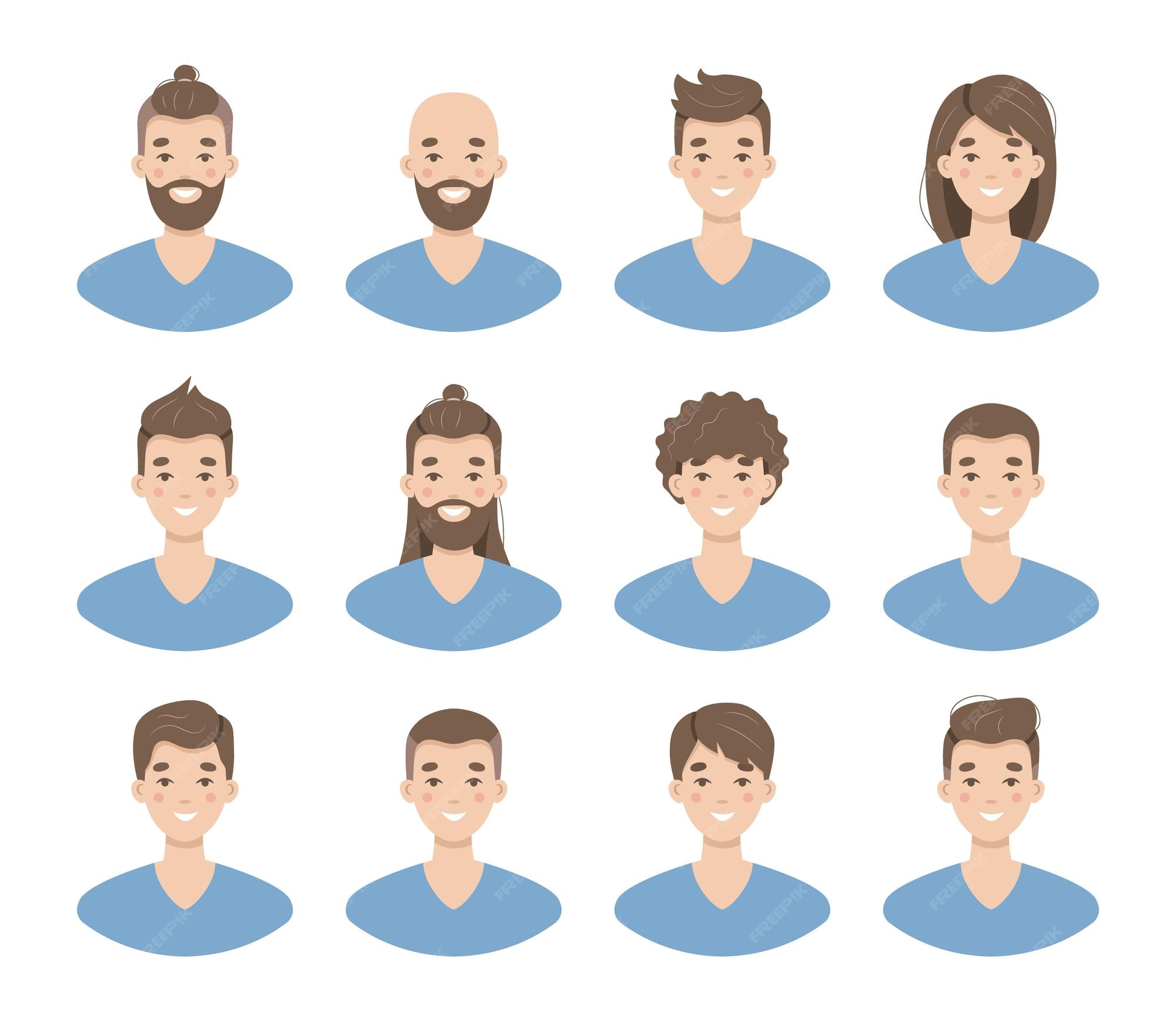 Premium Vector | Vector set of man hair style. Collection of male head