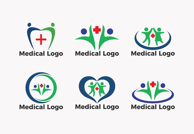 Vector vector set of medical healthcare logo template premium vector