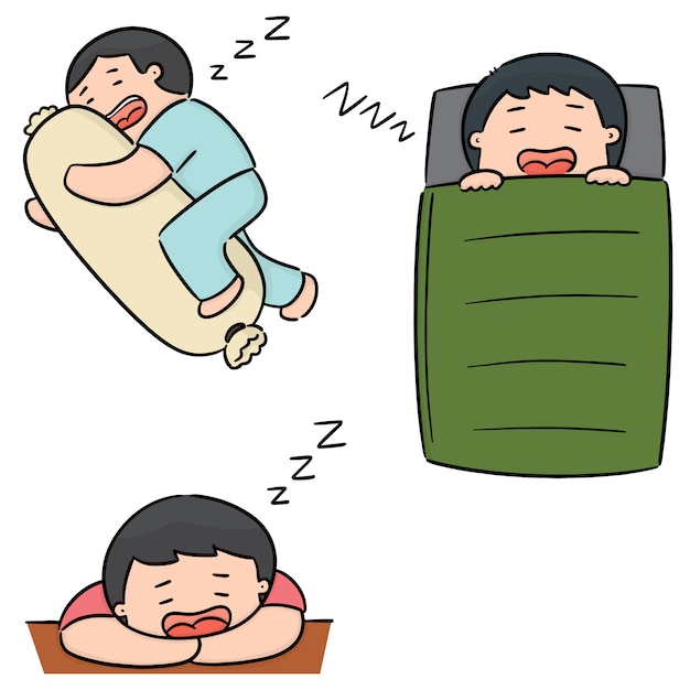 Vector set of men sleeping