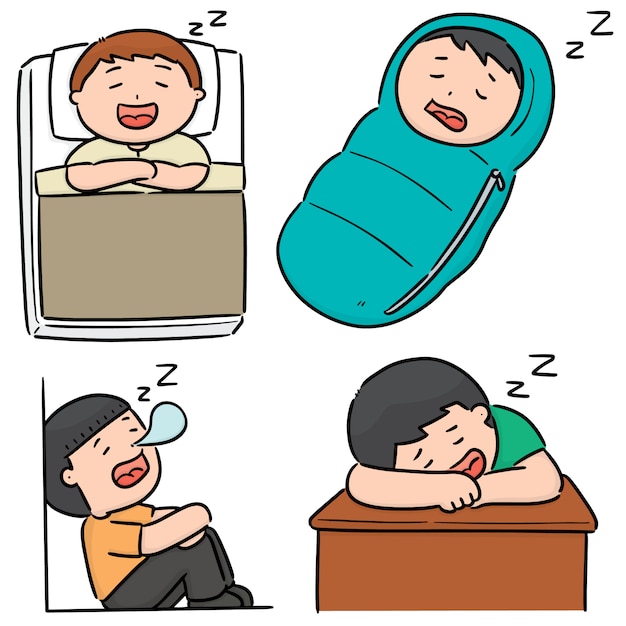 Vector set of men sleeping