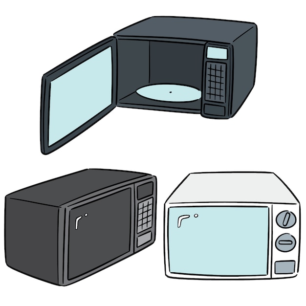 Vector set of microwave oven