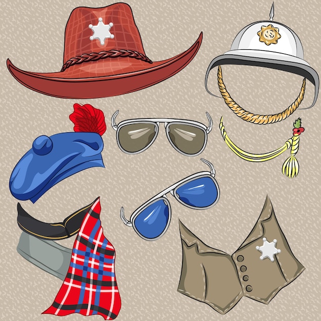 Vector set militaire en sheriff accessoires